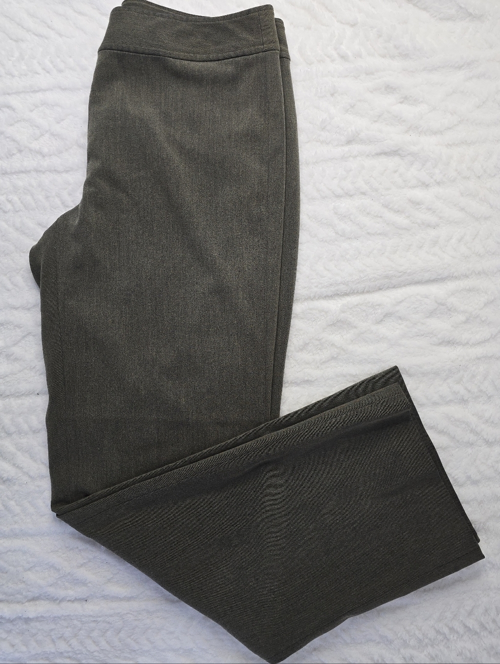 Liz Claiborne Audra Pants Olive Straight Leg Mid Rise Stretch Trouser 10
